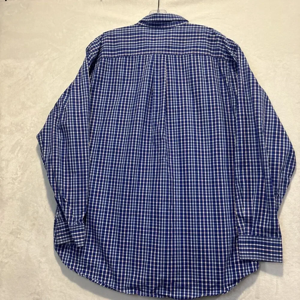 Vineyard Vines Men's Plaid Whale Shirt Button Down Pink Blue Size Large Preppy
